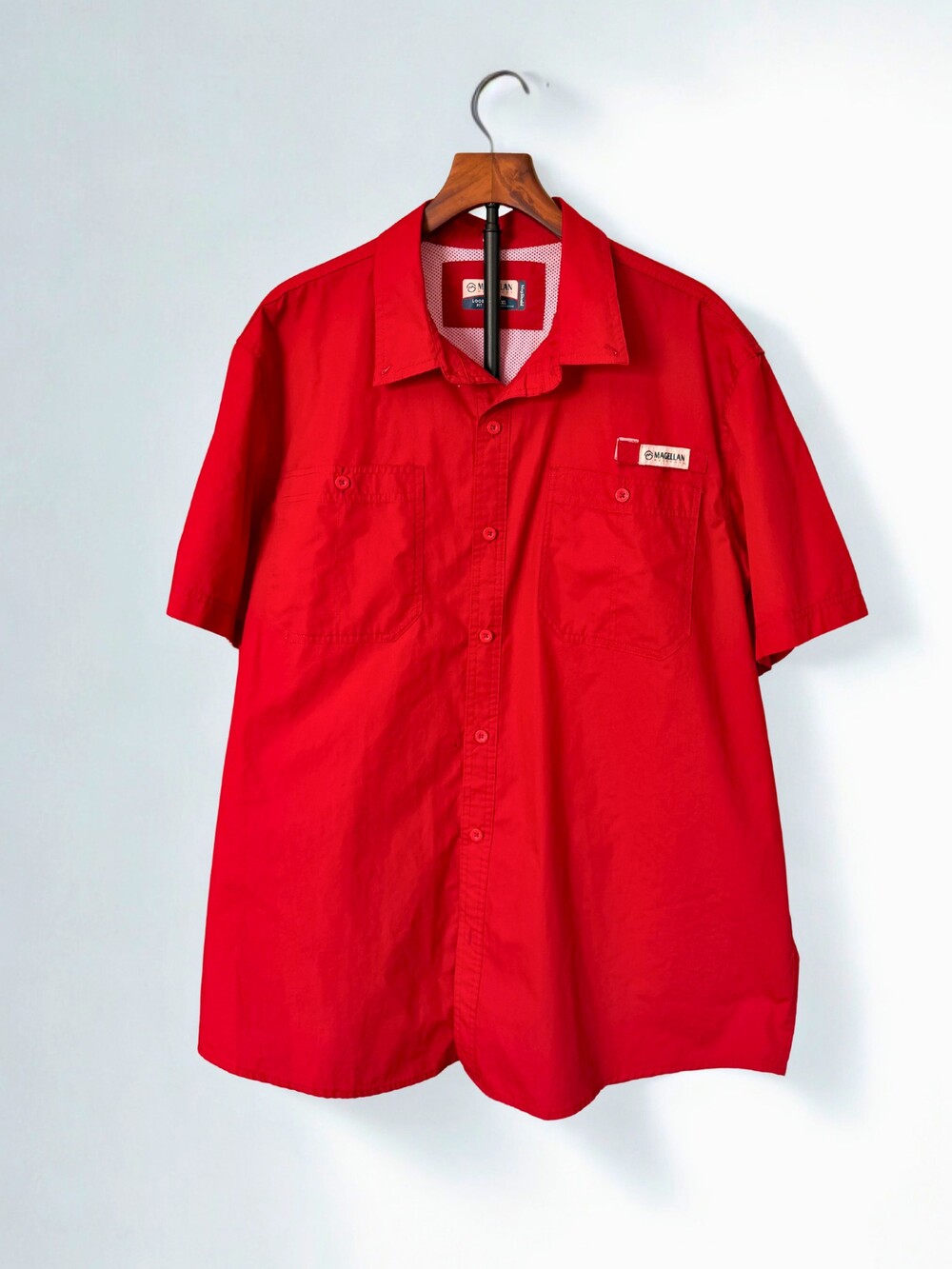 Magellan Outdoors Men's 2XL Red MagShield Vented Short Sleeve Fishing Shirt